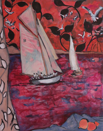 Voiliers et goélands - 30F (92 x 73) - huile sur toile