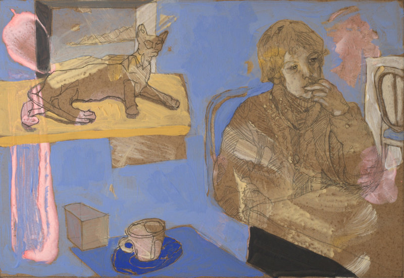 Chat - tempera - 30x21