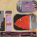 Voir Poissons et boîtes - 80x80 - huile sur toile