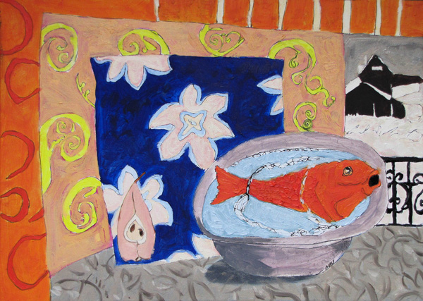Poisson dans un bol - 8P(46x33) - huile sur toile